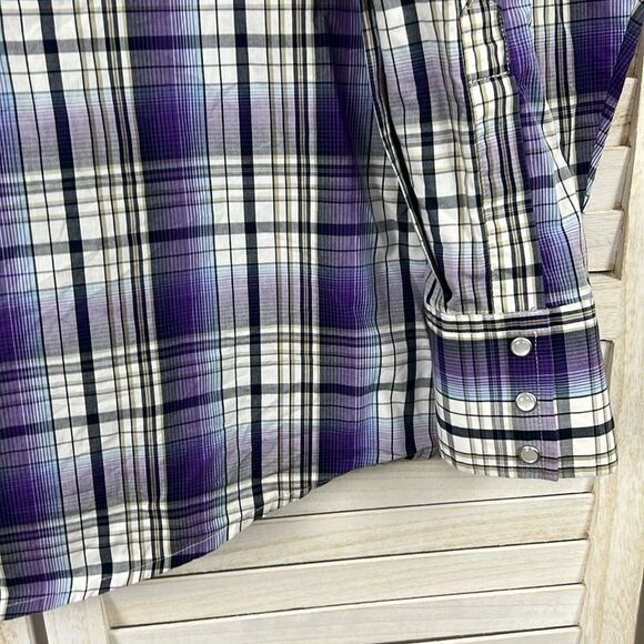 Wrangler Purple Plaid Snap-front Western Shirt XXL - Picture 4 of 11